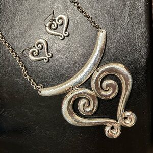 Brighton Retired Genoa Heart Necklace and Earring Set